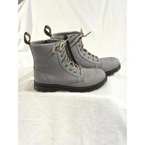 Dr Martens Combs Y Boots Gray Canvas Lace Up Side Zip EU 38 |7 Youth Girls/Women